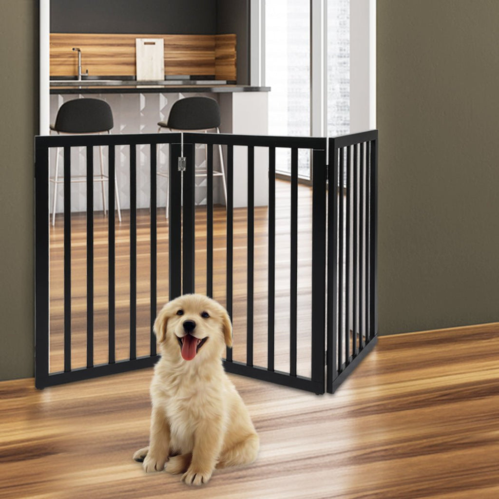 PaWz 3 Panels Pet Dog Gate - Black