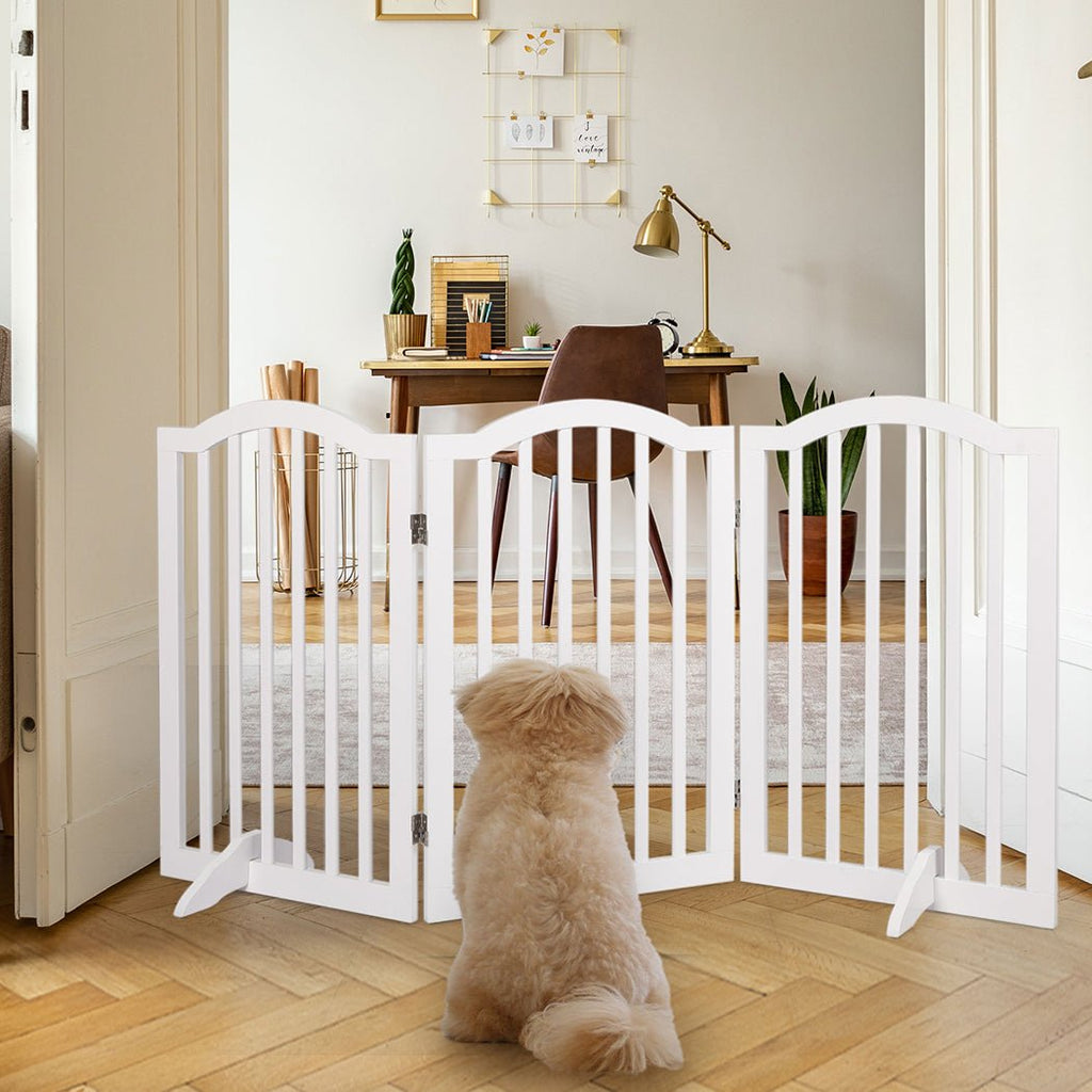 PaWz 3 Panels Wooden Pet Dog Gate - White