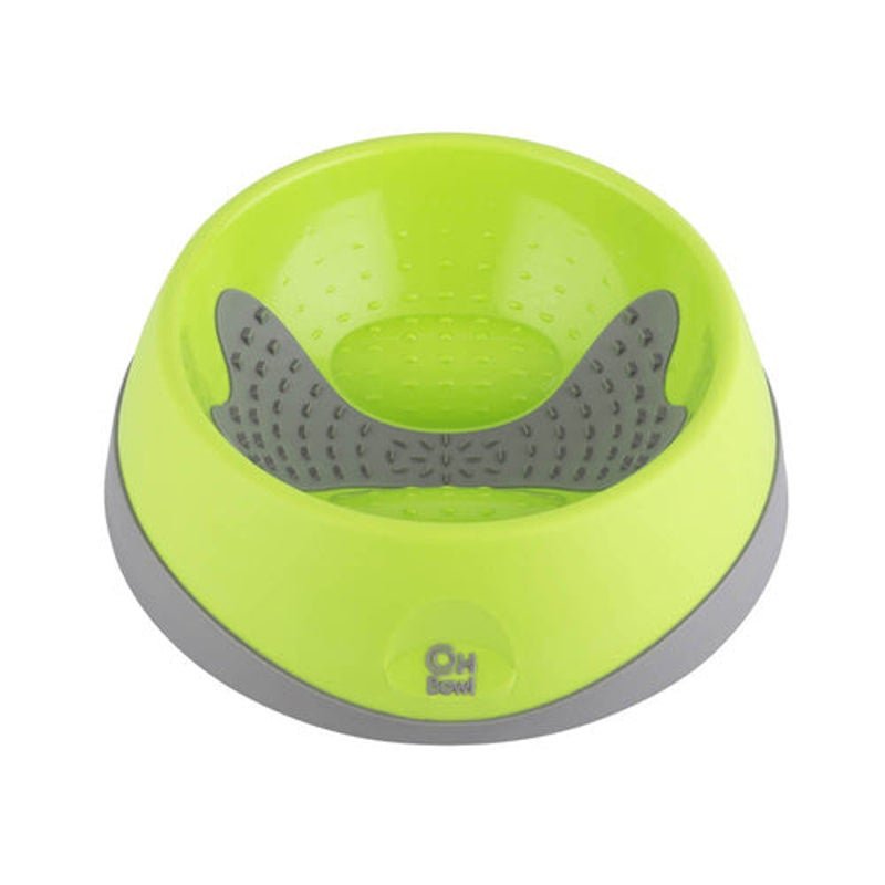 Oh Bowl Slow Food Tongue Cleaning Dog Food Bowl - Green - Medium