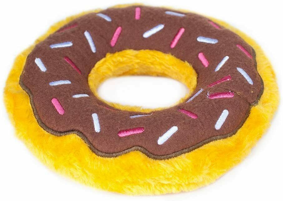 Zippy Paws Plush Jumbo Donutz Dog Toy with Blaster Squeaker - Chocolate