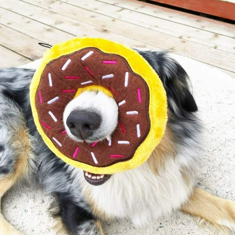 Zippy Paws Plush Jumbo Donutz Dog Toy with Blaster Squeaker - Chocolate