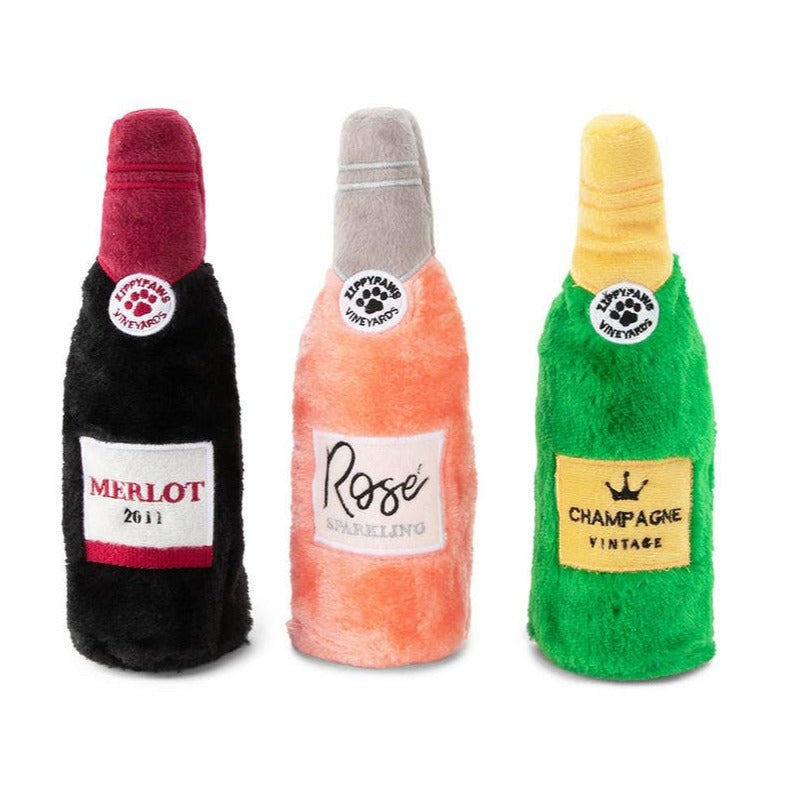 Zippy Paws Happy Hour Crusherz Dog Toy - Wine 3-pack